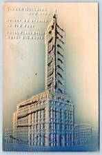 1910's NEW YORK CITY NYC SINGER BUILDING AIRBRUSHED BLUE MICA GLITTER POSTCARD picture