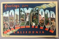 1944 HOLLYWOOD California Big LARGE LETTER Postcard Vintage Linen picture