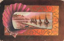 Postcard Embossed Shell Sailboats Sail Boats DB 1911 Artist Signed Avery picture