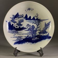 Antique Blue White Hand-painted Landscape Porcelain Plates Antique Ornaments picture