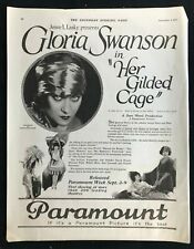 Ad for HER GILDED CAGE starring GLORIA SWANSON - Paramount Pictures - 1922 picture