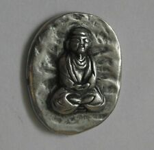 Amulet buddism hindu buddha buddah monk oval pocket medal 19mmx23mm picture