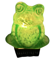 Vintage Green Glass Frog Accent Lamp Night Light Bullfrog Small 6” picture