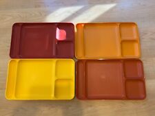 Vintage 1970s Tupperware Lunch-Dinner Tray Set of 4 Harvest Colors picture