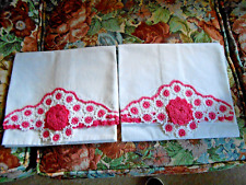 Vintage Handmade Crochet Standard Pillowcase Set Of 2 New picture