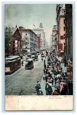 c1910's Broadway North From Fulton Street Trolley Cars New York NY Postcard picture