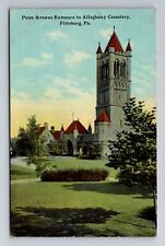 Pittsburgh PA-Pennsylvania, Allegheny Cemetery Entrance, Vintage c1912 Postcard picture