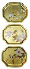 3 Metal Vanity Trays Asian Bird Elite Trays Catch All Vtg England 7.5” x 6” picture