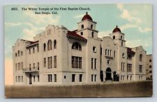The White Temple of the First Baptist Church San Diego CA Antique 1912 Postcard picture