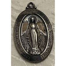 VINTAGE MEDALLION Sterling Silver BLESSED VIRGIN MARY charm picture