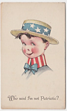 Who Said I'm not Patriotic? Boy in Stars & Stripes Vintage Twelvetrees Postcard picture
