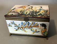 Vintage Antique Porcelain Comical Scenic Pinocchio Themed Keepsake Jewel Box picture