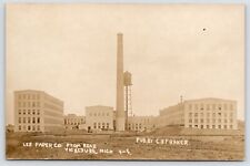 Vicksburg MI Lee Mfg Paper Co C-Shaped Plant~Smokestack & Water Tower~1908 RPPC picture