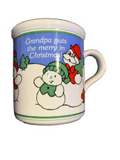 American Greeting Grandpa Christmas Vintage Coffee Cup Mug EUC Snowman picture