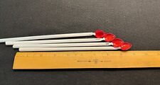 Vintage Set of 4 Blown Glass Swizzle Sticks Red/White Cocktail Spoon Straw picture