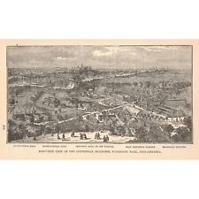 1876 Victorian Engraving Bird's Eye View Fairmount Park Philadelphia 2T1-57A picture