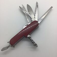 Vintage Red Pocket Knife Style Folding Knife & Scissors Multi Tool Boy Scout picture