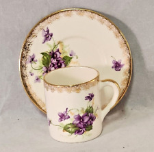 Violets Demitasse Cup & Saucer R.M. GOULD California  picture