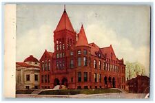 Logansport Indiana IN Postcard High School Exterior View Building 1912 Vintage picture