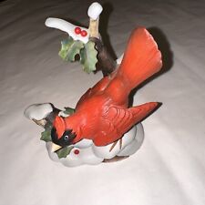 RARE vintage Cardinal On Snowy Bench Andrea By Sadek #7178 Sculpture - 9.9/10 picture