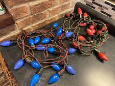 2 Strings Of Vtg C-9 Christmas Lights- Red & Blue- Tested WORKING See Pics/read picture