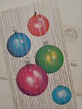 1956 Vtg Norcross GLITTER CHRISTMAS ORNAMENTS Tinsel Treasure CARD w Orig Env picture