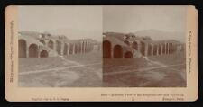 Exterior view of the amphitheatre and Vesuvius, Pompeii, Italy Old Photo picture
