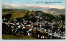 POSTCARD BIRD'S EYE VIEW OF CITY LOOKING NORTH MONTPELIER VERMONT picture