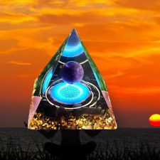 Natural Orgonite Pyramid Amethyst Quartz Crystal Ball Energy Orgone Stone Tower picture