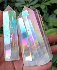 435g 4Pcs Angel Rainbow Aura Bismuth Titanium Silicon Crystal Point Healing 1 picture