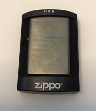 2005 Zippo Flip Top Lighter Midnight Chrome Horizontal Pinstripes Ribbed NEW picture