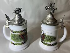 PAIR OF VINTAGE ORIGINAL BMF SCHNAPSKRUGERL MINI STEIN MUG MADE IN WEST GERMANY picture