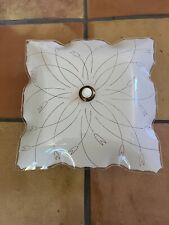 Vintage Mid Century White Frosted Floral Ceiling Light Shade 11” picture