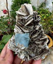 364 Grams Beautiful blue Aquamarine Crystal With Muscovite Combine Specimen picture