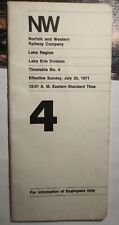 1971 Norfolk & Western Railroad Employee Timetable No 4 Lake Erie Division NW picture