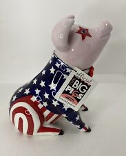 Vintage NIB 2002 Big Pigs Artworks Uncle Ham Pig Bank Ceramic Patriotic USA Oink picture