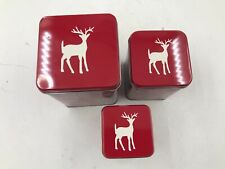 Metal Country Square Nesting Reindeer Canister Set of 3 AA01B21011 picture