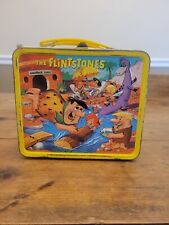 Vintage Hanna Barbera The Flintstones Lunchbox Aladdin Metal 1964 Yellow  picture