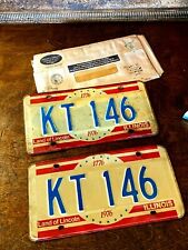 Original Match Pair of 1976 Illinois Car License Plate KT 146 Automobile Tags picture