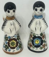 Set of 2 Tonala Mexican Pottery Candle Holders - Angels picture