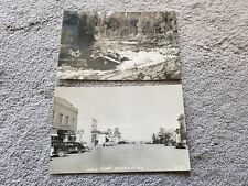 Lot 2 Vintage RPPC Postcards Baker Montana Crystal Falls Michigan Main St 1946 picture