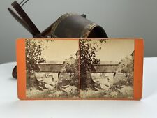 RARE Historic Vintage Stereograph Photo - Covered Bridge Quechee River picture