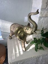 1960s Vintage Monumental Extra Large Brass Elephant Statue HUGE 27” Tall X 30” picture