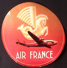 Vintage Air France Pegasus Red Ombre Luggage Label Travel Ephemera picture