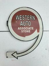 PORCELAIN WESTERN AUTO ENAMEL SIGN 18X13.5 INCHES DOUBLE SIDED WITH FLANGE picture