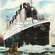 c.1911 RMS SS Olympic White Star Line Postcard Titanic Sister Ship Ocean Liner picture