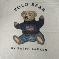 Vintage  Polo Bear Ralph Lauren Bath Beach Towel Navy Sweater American Flag picture
