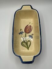 Vintage Los Angeles Potteries Tulip Flowers Loaf Pan 1971 Ceramic Ovenware picture