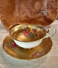 Antique Radfords Fenton Gold And Floral Teacup And Saucer #8548 picture