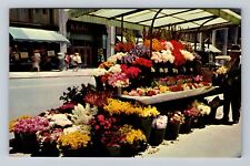 San Francisco CA-California, Sidewalk Flower Stands, Antique Vintage Postcard picture